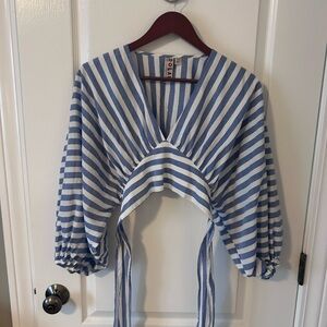 Dolan Blue and White Striped Blouse
